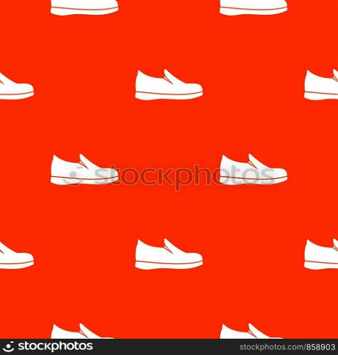 Shoes pattern repeat seamless in orange color for any design. Vector geometric illustration. Shoes pattern seamless
