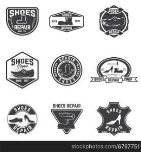 Shoes repair labels. design elements for logo, label, emblem, sign. Vector illustration.