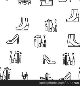 Shoes Repair Service Vector Seamless Pattern Thin Line Illustration. Shoes Repair Service Vector Seamless Pattern