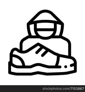 Shoes Shoplifter Human Icon Vector. Outline Shoes Shoplifter Human Sign. Isolated Contour Symbol Illustration. Shoes Shoplifter Human Icon Vector Outline Illustration