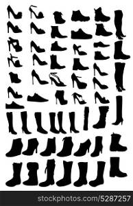 Shoes silhouette. set. vector illustration eps 10.