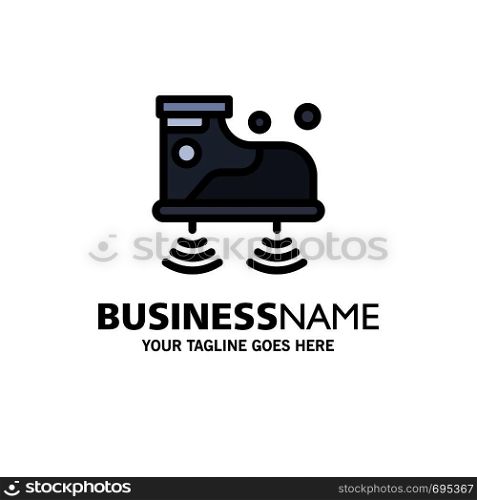 Shoes, Wifi, Service, Technology Business Logo Template. Flat Color