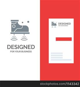 Shoes, Wifi, Service, Technology Grey Logo Design and Business Card Template