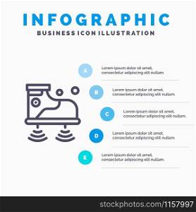Shoes, Wifi, Service, Technology Line icon with 5 steps presentation infographics Background