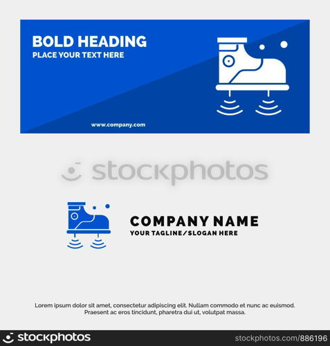 Shoes, Wifi, Service, Technology SOlid Icon Website Banner and Business Logo Template