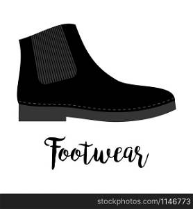 Shoes with text footwear isolated on the white background, vector illustration. Shoes with text footwear