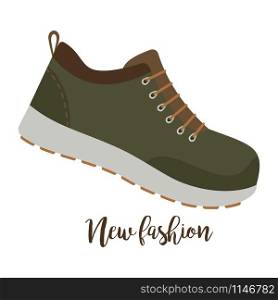 Shoes with text new fashion isolated on the white background, vector illustration. Shoes with text new fashion