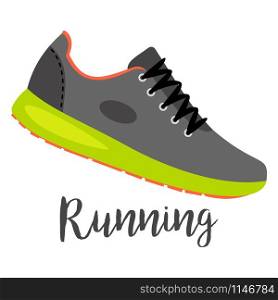 Shoes with text running isolated on the white background, vector illustration. Shoes with text running
