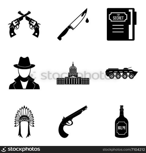 Shooter icons set. Simple set of 9 shooter vector icons for web isolated on white background. Shooter icons set, simple style