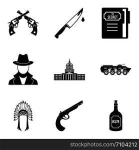 Shooter icons set. Simple set of 9 shooter vector icons for web isolated on white background. Shooter icons set, simple style