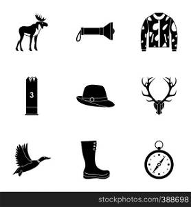 Shooting at animals icons set. Simple illustration of 9 shooting at animals vector icons for web. Shooting at animals icons set, simple style