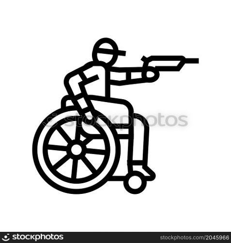 shooting handicapped athlete line icon vector. shooting handicapped athlete sign. isolated contour symbol black illustration. shooting handicapped athlete line icon vector illustration