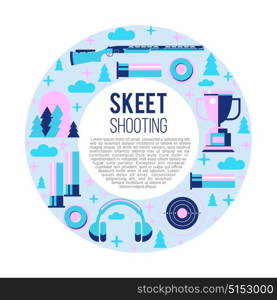 Shooting Skeet. Set of vector elements located in a circle. With place for text.