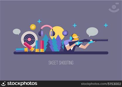 Shooting Skeet. Set of vector elements. Vector illustration. The elements of design.