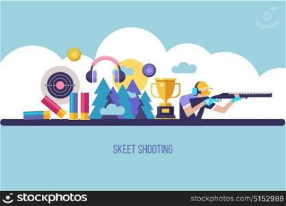 Shooting Skeet. The elements of design. Set of vector elements. Vector illustration.