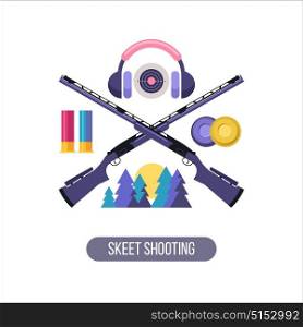 Shooting Skeet. The emblem of the sports club. Set of vector design elements.