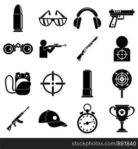 Shooting sport icons set. Simple set of shooting sport vector icons for web design on white background. Shooting sport icons set, simple style