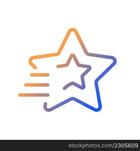 Shooting star gradient linear vector icon. Make wish upon falling star. Burning meteor in atmosphere. Dynamic movement. Thin line color symbol. Modern style pictogram. Vector isolated outline drawing. Shooting star gradient linear vector icon