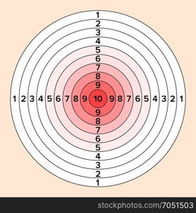 Shooting Target Vector. Paper Shooting Target For Shooting Competition. Illustration. Target Gun Vector. Classic Paper Shooting Target Illustration. For Sport, Hunters, Military, Police Illustration