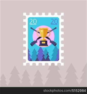 Shooting. Vector illustration of a postage stamp.