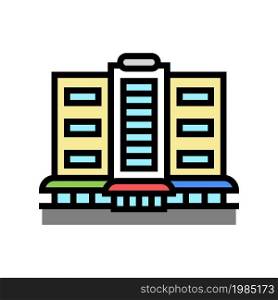 shop and shopping center building color icon vector. shop and shopping center building sign. isolated symbol illustration. shop and shopping center building color icon vector illustration