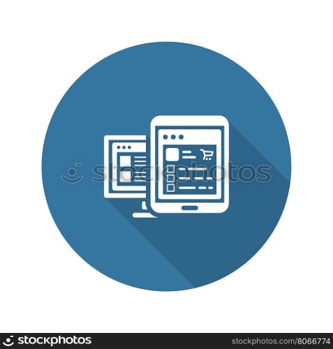 Shop APP Icon. Flat Design.. Shop APP Icon. Business Concept. Flat Design Isolated Illustration. App Symbol or UI element. Tablet with shop application.