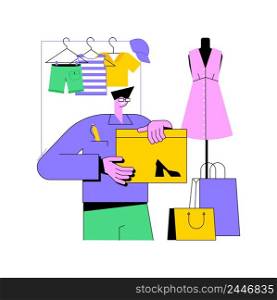 Shop assistant abstract concept vector illustration. Shopping mall retail store purchase, boutique saleswoman job, customer service, consumers choice, woman fashion market abstract metaphor.. Shop assistant abstract concept vector illustration.