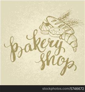 Shop baking. Hand made illustration. EPS 10. Shop baking. Hand made illustration
