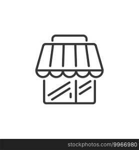 Shop building thin line icon. Simple store. Marketplace. Isolated outline commerce vector illustration