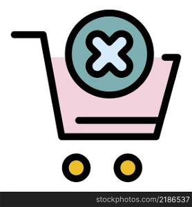 Shop cart denied icon. Outline shop cart denied vector icon color flat isolated. Shop cart denied icon color outline vector