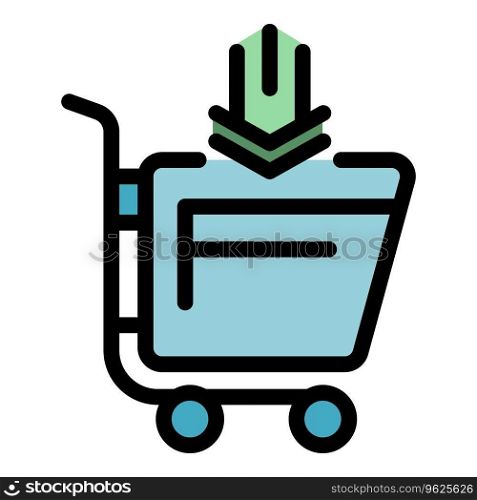 Shop cart icon outline vector. Warranty card. Money frame color flat. Shop cart icon vector flat