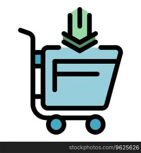 Shop cart icon outline vector. Warranty card. Money frame color flat. Shop cart icon vector flat