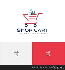 Shop Cart Shopping Center Market Monoline Logo