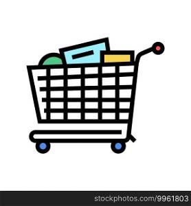 shop cart with purchases color icon vector. shop cart with purchases sign. isolated symbol illustration. shop cart with purchases color icon vector illustration