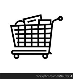 shop cart with purchases line icon vector. shop cart with purchases sign. isolated contour symbol black illustration. shop cart with purchases line icon vector illustration