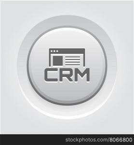 Shop CRM System Icon. Grey Button Design.. Shop CRM System Icon. Business and Finance. Isolated Illustration. Grey Button Design.