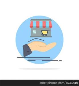 shop, donate, shopping, online, hand Flat Color Icon Vector