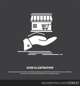 shop, donate, shopping, online, hand Icon. glyph vector symbol for UI and UX, website or mobile application