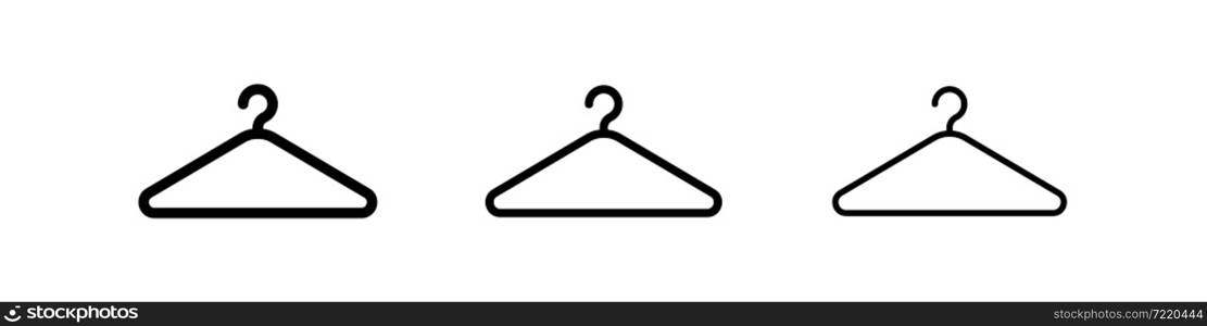 Shop hanger icon set. Hook sale logo. Coat rack illustration in vector flat style.