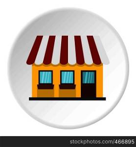 Shop icon in flat circle isolated vector illustration for web. Shop icon circle