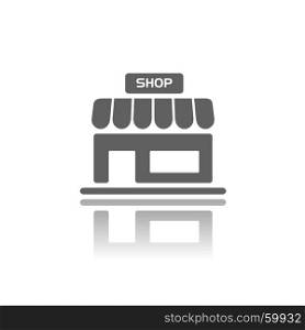 Shop icon with reflection on a white background