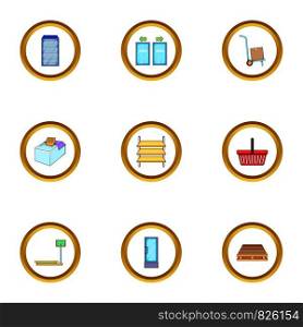 Shop icons set. cartoon style set of 9 shop vector icons for web design. Shop icons set, cartoon style