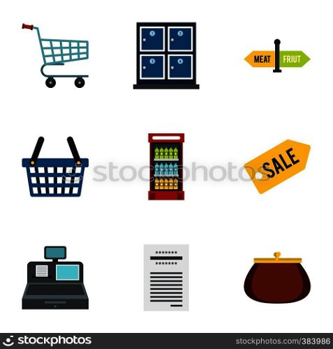 Shop icons set. Flat illustration of 9 shop vector icons for web. Shop icons set, flat style