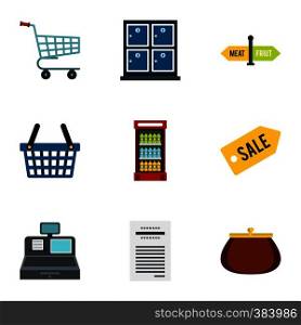 Shop icons set. Flat illustration of 9 shop vector icons for web. Shop icons set, flat style