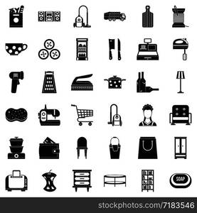 Shop icons set. Simple style of 36 shop vector icons for web isolated on white background. Shop icons set, simple style