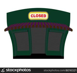 Shop is closed. Glow plaque on facade of store. Shop building at night. Windows and doors are closed.&#xA;