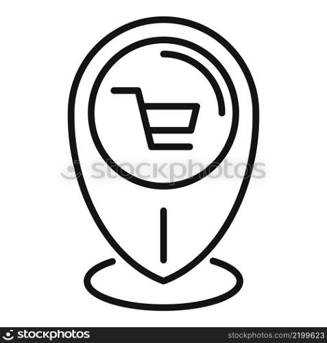 Shop location icon outline vector. Internet card. Cart computer. Shop location icon outline vector. Internet card