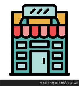 Shop market icon. Outline shop market vector icon color flat isolated. Shop market icon color outline vector
