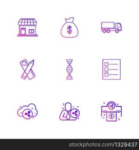 shop , money , truck , scale , pencil , dna , form , cloud, icon, vector, design, flat, collection, style, creative, icons