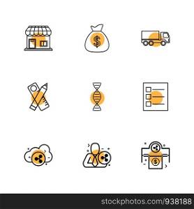 shop , money , truck , scale , pencil , dna , form , cloud, icon, vector, design, flat, collection, style, creative, icons